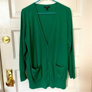 Green JCrew cardigan